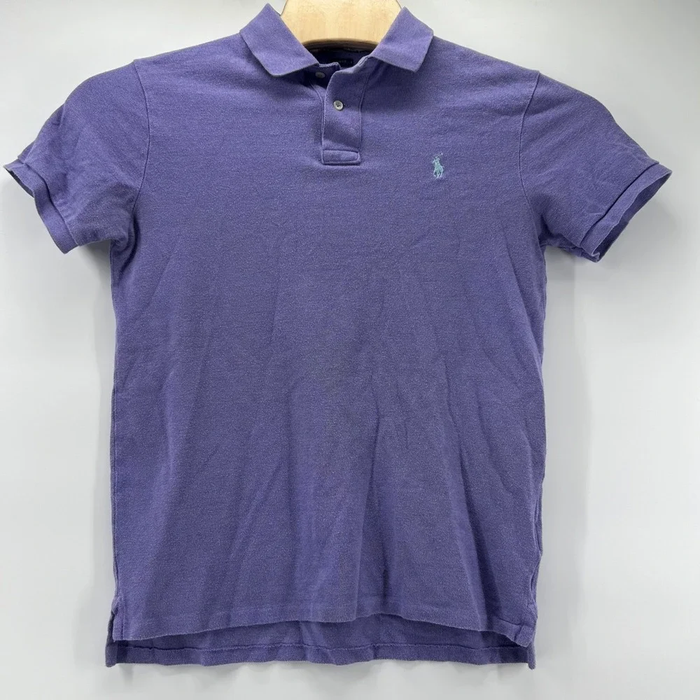 Polo Ralph Lauren Polo Shirt Mens Large Purple Slim Fit Cotton Pique Pony Logo